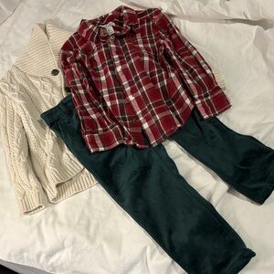 Tommy Bahama Red Plaid and Green Kids Matching Set